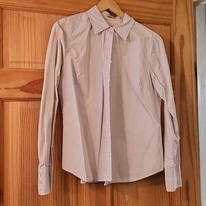 J Crew Button Down Blouse Purple with Green Striping